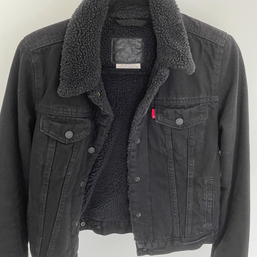 Levi's Black Sherpa-Lined Jean Jacket